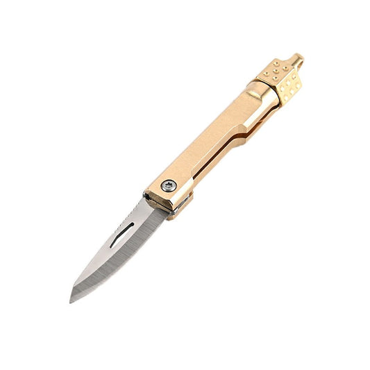 Mini Brass Dice Gyro Folding Knife EDC Unboxing Portable Knife Keychain