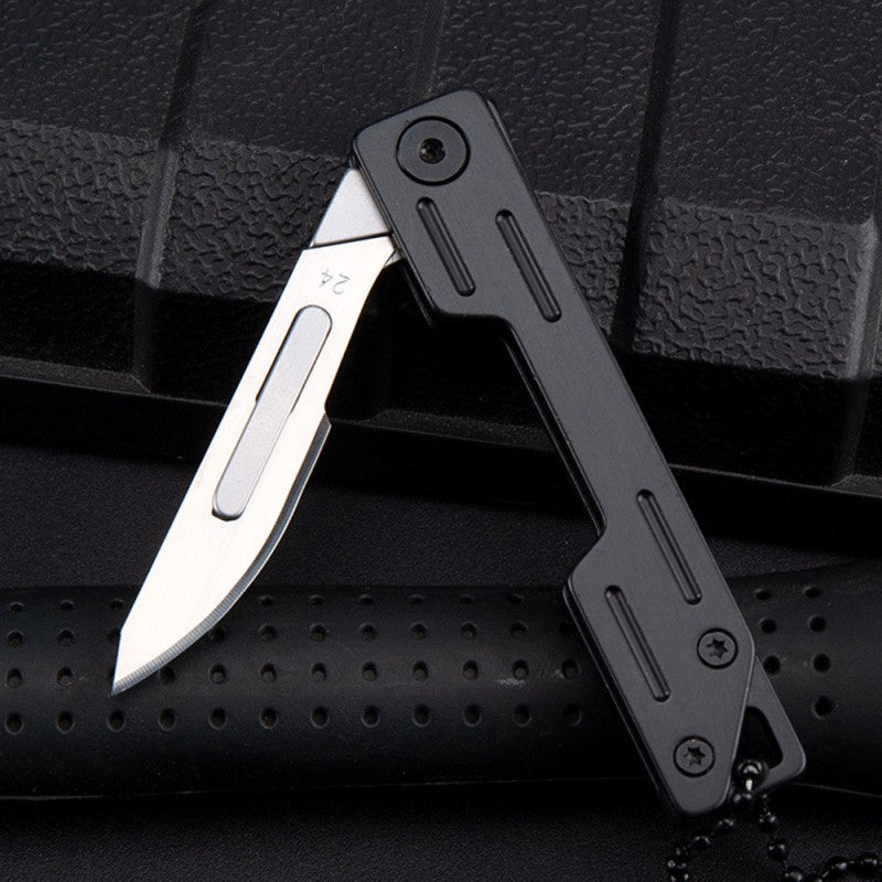 Stainless Steel Folding Knife Free 10Pcs Blade Sharp EDC Jackknife Stainless Steel Keychain Pocket Utility Knife Box Cutter