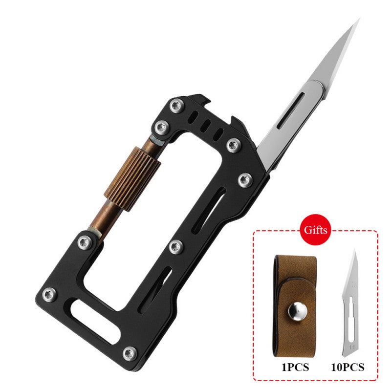 New Lockable EDC Mountaineering Buckle Multi-Functional Outdoor Key Chain Folding Knife