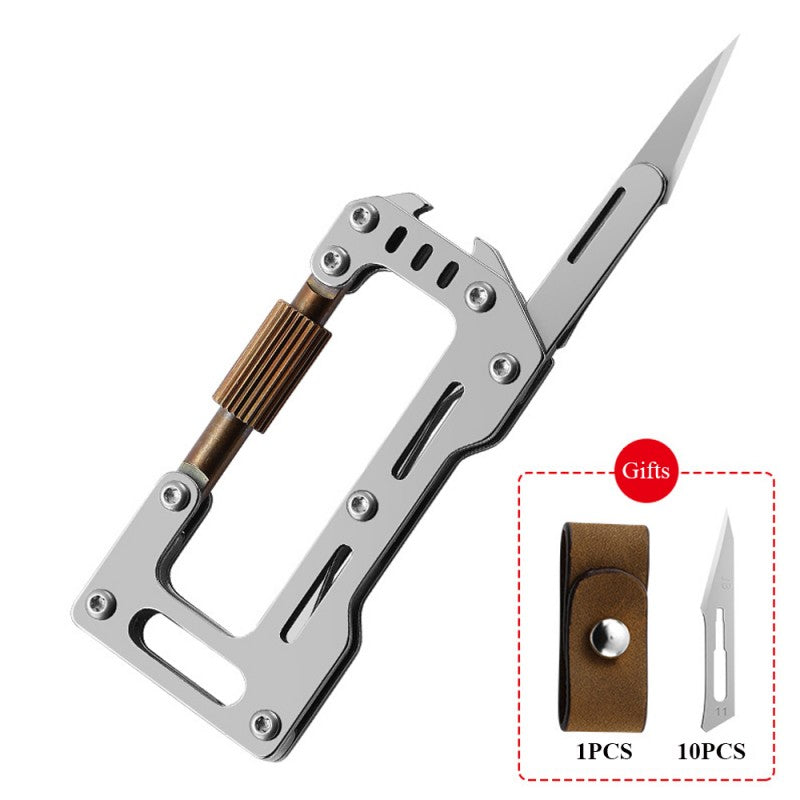 New Lockable EDC Mountaineering Buckle Multi-Functional Outdoor Key Chain Folding Knife