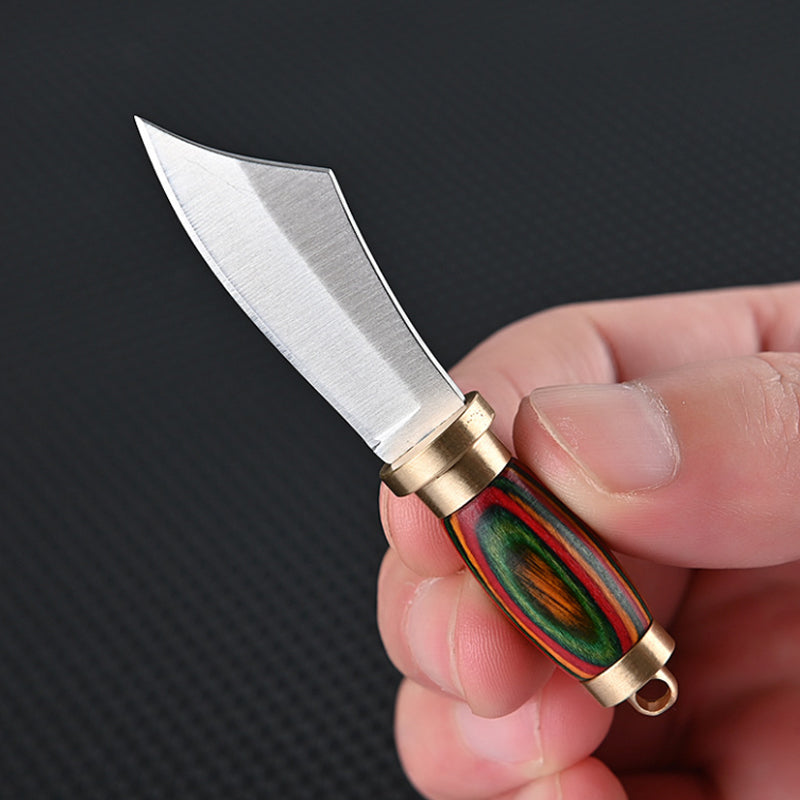 New Straight Small Wood Knife Portable Stainless-Steel Blade Keychain EDC Survival Tools