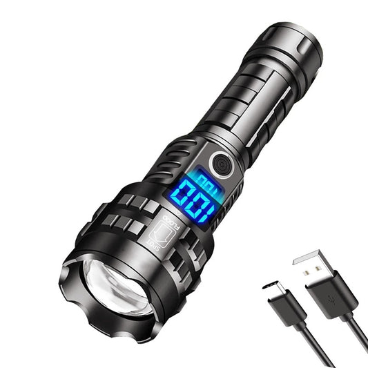 Super Bright High Power Led Flashlights Power Bank Tactical Flash Light Torch with Power Display
