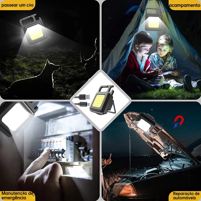 Mini LED Working Light Multifunctional Glare COB Keychain Light Rechargeable Portable Flashlight