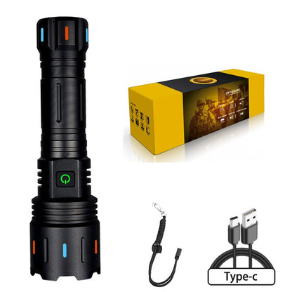 Super Bright Rechargeable Zoom LED Tactical Flashlight 30W Type-C Rechargeable Torch