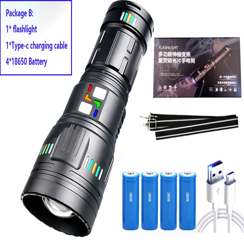 Powerful Bright Zoom Flashlight Aluminum Alloy Rechargeable Tactical LED Flashlight