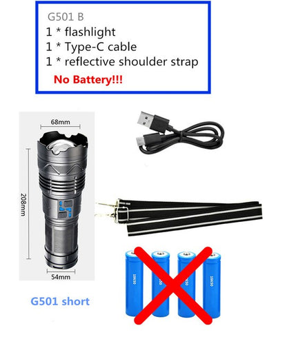 Super Bright Rechargeable Zoom Laser Flashlight High Power 100W GT60 LED Flashlight