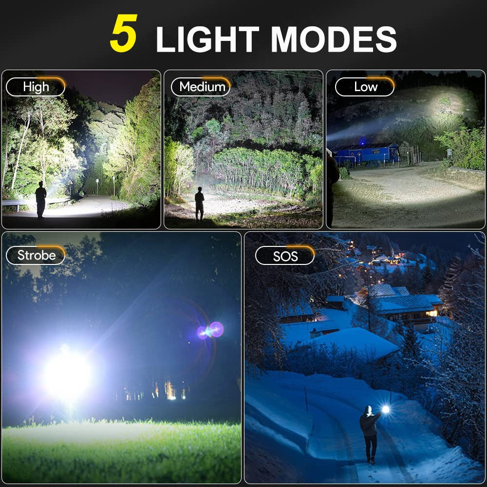 New Rechargeable Tactical Flashlight High Lumens Super Bright Zoom LED Flashlight