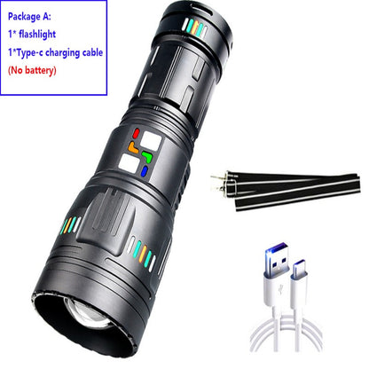 Powerful Bright Zoom Flashlight Aluminum Alloy Rechargeable Tactical LED Flashlight