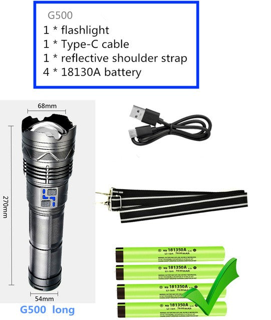 Super Bright Rechargeable Zoom Laser Flashlight High Power 100W GT60 LED Flashlight