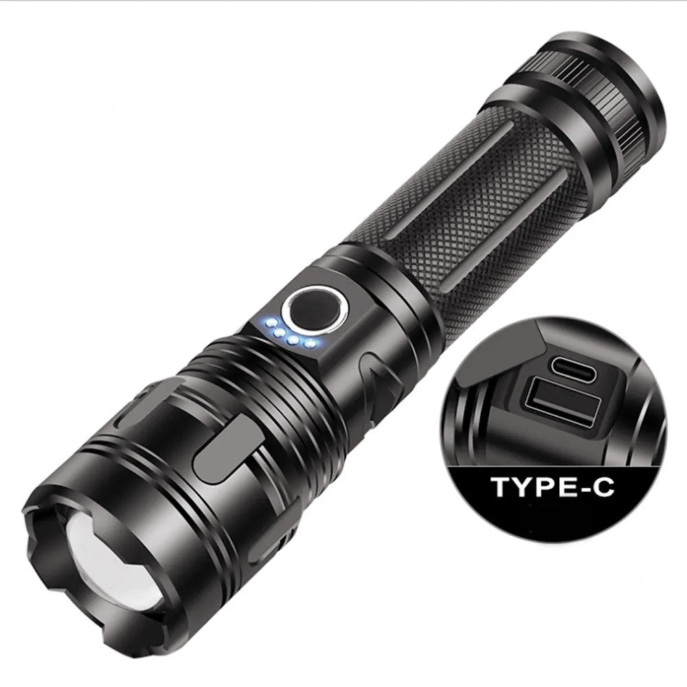 Powerful LED Flashlight Zoomable Tactical Flashlight Portable & Rechargeable