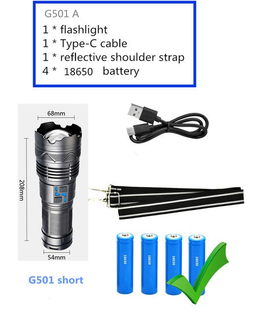 Super Bright Rechargeable Zoom Laser Flashlight High Power 100W GT60 LED Flashlight