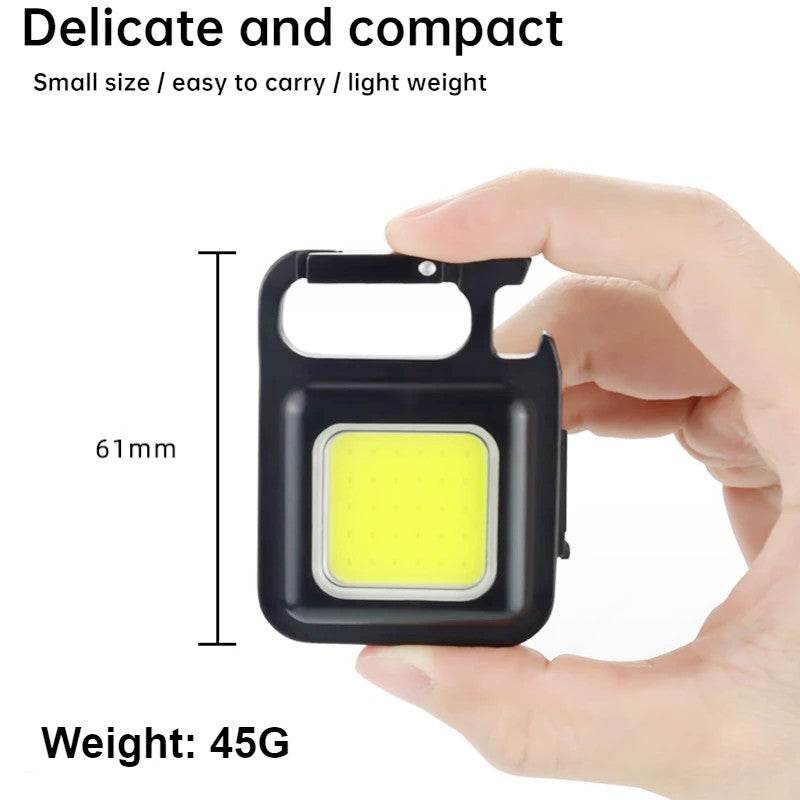 Mini LED Working Light Multifunctional Glare COB Keychain Light Rechargeable Portable Flashlight