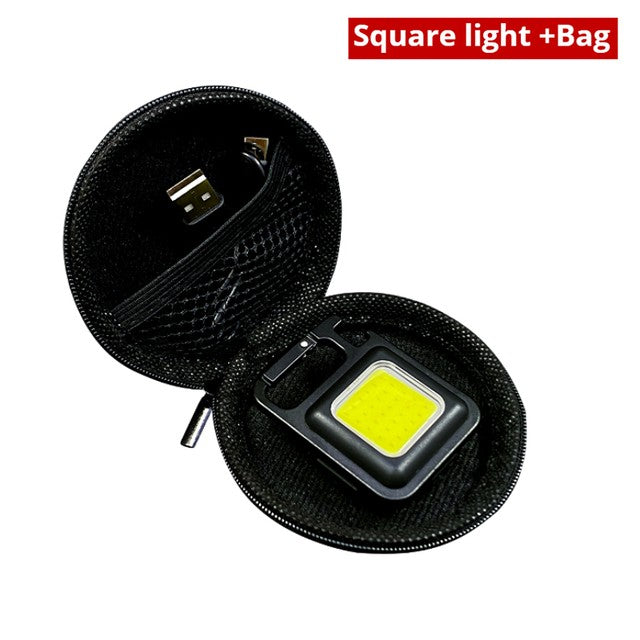 Mini LED Working Light Multifunctional Glare COB Keychain Light Rechargeable Portable Flashlight