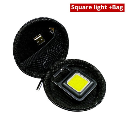 Mini LED Working Light Multifunctional Glare COB Keychain Light Rechargeable Portable Flashlight